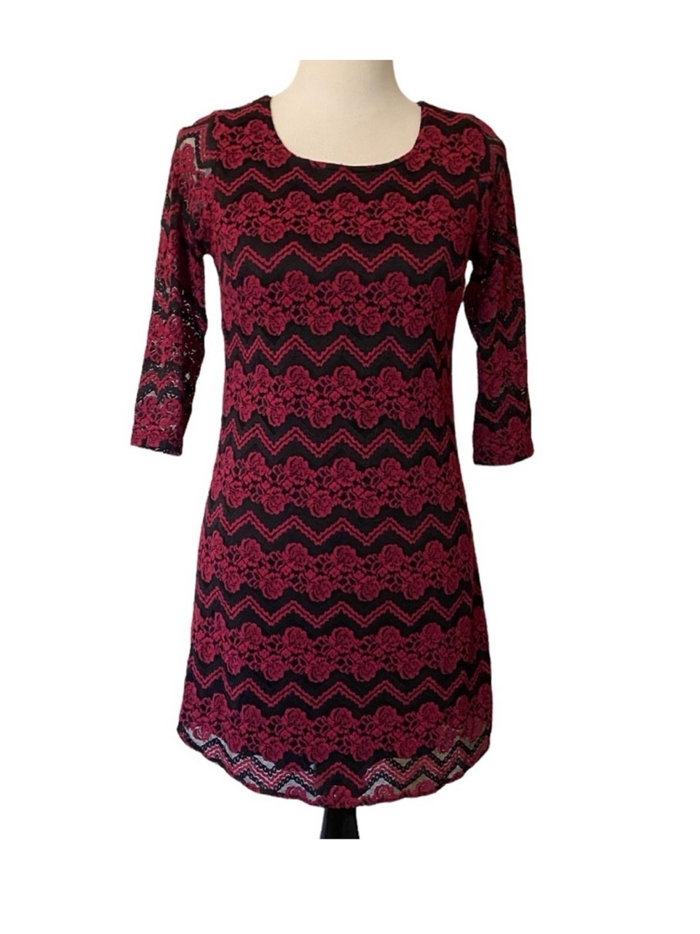 BeBop Black and Red Lace Mini Dress
